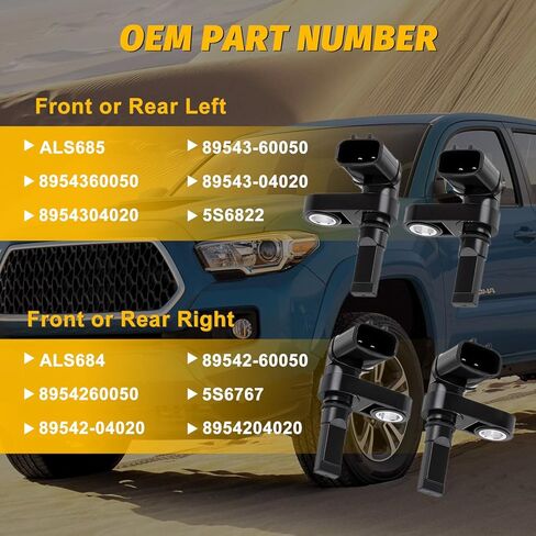 4PCS ABS Wheel Speed Sensor Compatible with Tacoma 05-22,for 4Runner 03-22,for FJ Cruiser 07-14, for Land Cruiser 08-20, ABS Sensors for Lexus GX460/GX470,for LX570 2008-2021,8954204020,8954304020 in Saudi Arabia