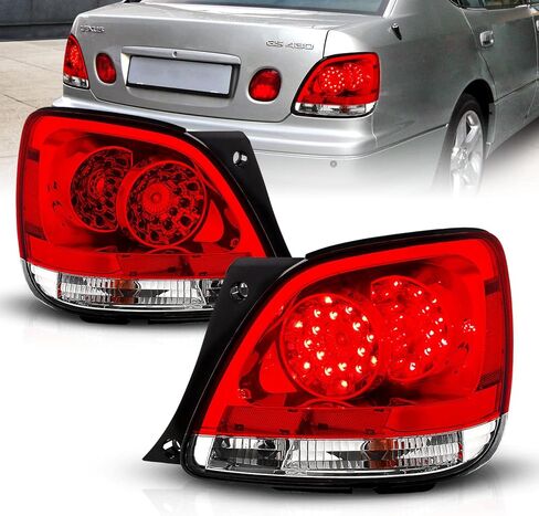 مصابيح خلفية LED من AmeriLite باللون الأحمر/الشفاف لسيارة Lexus GS300/400/430 - جانب الركاب والسائق in Kuwait