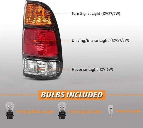 Tail Light Assembly Compatible with 2000 2001 2002 2003 2004 2005 2006 Toyota Tundra Regular Cab|Access Cab,Brake Lamp Reverse Light Taillights Replacement Driver & Passenger Side TO2800129 TO2801129 in Kuwait