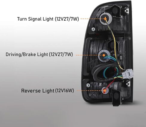 Tail Light Assembly Compatible with 2000 2001 2002 2003 2004 2005 2006 Toyota Tundra Regular Cab|Access Cab,Brake Lamp Reverse Light Taillights Replacement Driver & Passenger Side TO2800129 TO2801129 in Kuwait