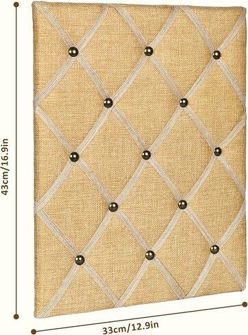Natural Jute Fabric Bulletin Board with Criss-Cross Ribbons, 17 x 13 inch Picture Board for Photos in Saudi Arabia