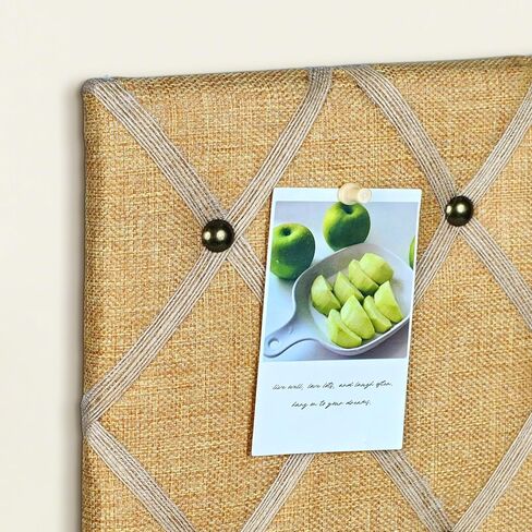 Natural Jute Fabric Bulletin Board with Criss-Cross Ribbons, 17 x 13 inch Picture Board for Photos in Saudi Arabia