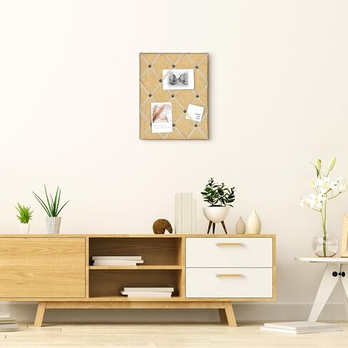 Natural Jute Fabric Bulletin Board with Criss-Cross Ribbons, 17 x 13 inch Picture Board for Photos in Saudi Arabia