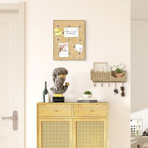 Natural Jute Fabric Bulletin Board with Criss-Cross Ribbons, 17 x 13 inch Picture Board for Photos in Saudi Arabia