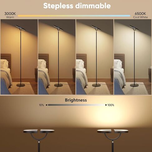 SIBRILLE 30W LED Floor Lamp, 350° Rotating Reading Standing Lamp with Remote Control, Stepless Dimmable 3000K-6500K Modern Tall Lamp for Living Room Bedroom Office in Saudi Arabia