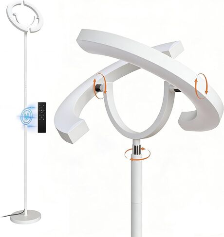 SIBRILLE 30W LED Floor Lamp, 350° Rotating Reading Standing Lamp with Remote Control, Stepless Dimmable 3000K-6500K Modern Tall Lamp for Living Room Bedroom Office in Kuwait