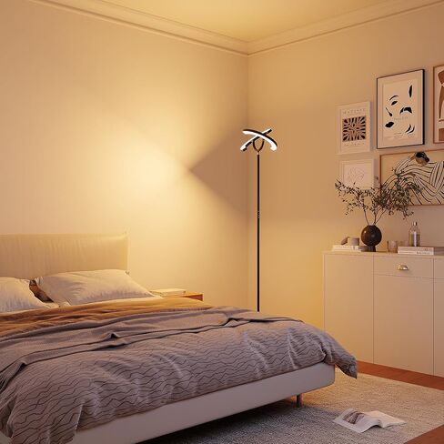 SIBRILLE 30W LED Floor Lamp, 350° Rotating Reading Standing Lamp with Remote Control, Stepless Dimmable 3000K-6500K Modern Tall Lamp for Living Room Bedroom Office in Saudi Arabia