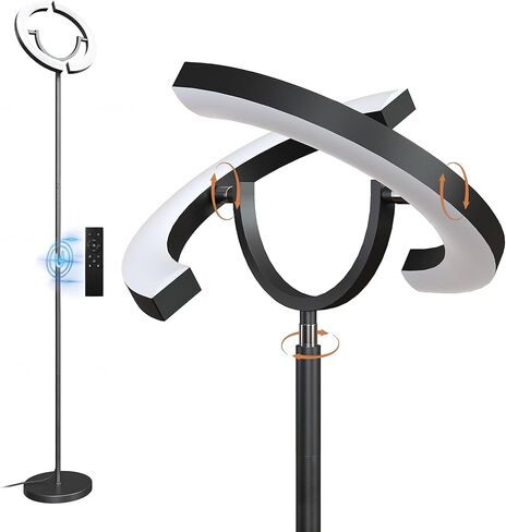 SIBRILLE 30W LED Floor Lamp, 350° Rotating Reading Standing Lamp with Remote Control, Stepless Dimmable 3000K-6500K Modern Tall Lamp for Living Room Bedroom Office in Saudi Arabia