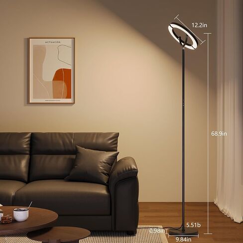 SIBRILLE 30W LED Floor Lamp, 350° Rotating Reading Standing Lamp with Remote Control, Stepless Dimmable 3000K-6500K Modern Tall Lamp for Living Room Bedroom Office in Saudi Arabia
