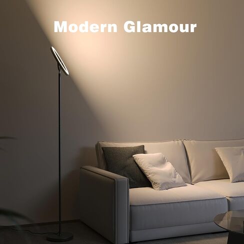 SIBRILLE 30W LED Floor Lamp, 350° Rotating Reading Standing Lamp with Remote Control, Stepless Dimmable 3000K-6500K Modern Tall Lamp for Living Room Bedroom Office in Saudi Arabia