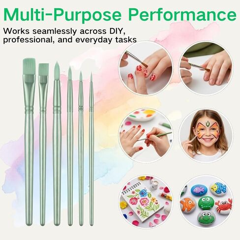Paint Brushes for Acrylic Painting, 6 Pcs Watercolor Paint Brushes Set with No-Shed Nylon Bristles, Professional Small Detail Paints Brush for Oil Gouache Model Rock Face Painting (Green) in Saudi Arabia
