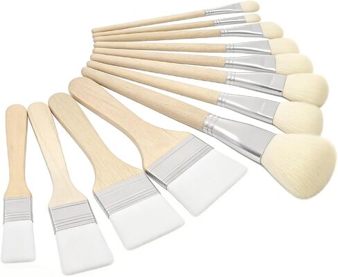 EORTA 12 Pcs Art Paint Brushes, Mop Brush for Acrylic Painting, Nylon Wool Painting Brush with Wooden Handles for Gilding, Acrylic, Oil, Paint, Gouache, Varnishes, Watercolor, Pottery in Kuwait