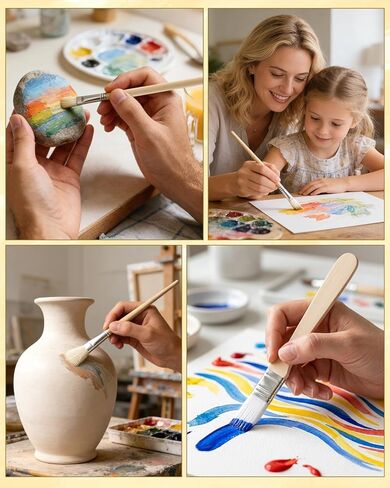 EORTA 12 Pcs Art Paint Brushes, Mop Brush for Acrylic Painting, Nylon Wool Painting Brush with Wooden Handles for Gilding, Acrylic, Oil, Paint, Gouache, Varnishes, Watercolor, Pottery in Kuwait
