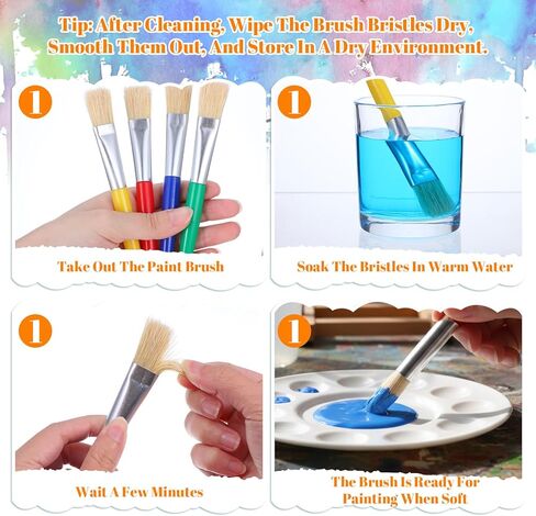 64 Pcs Paint Brushes Bulk SetAdults, 6.5 Inch Long Round and Flat Brushes for Acrylic Oil Watercolor Washable Paint, Art Supplies with Plastic Handle Nylon Bristles in Saudi Arabia