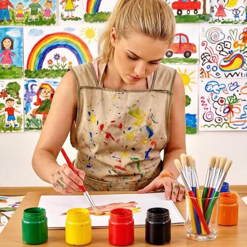 64 Pcs Paint Brushes Bulk SetAdults, 6.5 Inch Long Round and Flat Brushes for Acrylic Oil Watercolor Washable Paint, Art Supplies with Plastic Handle Nylon Bristles in Saudi Arabia