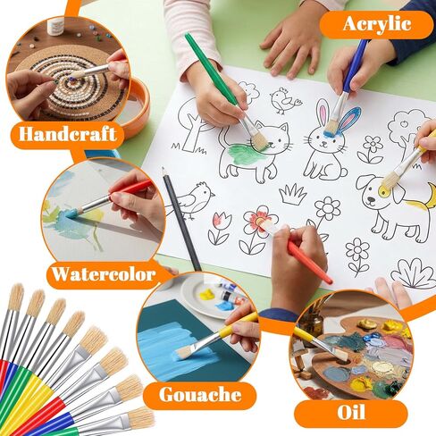 64 Pcs Paint Brushes Bulk SetAdults, 6.5 Inch Long Round and Flat Brushes for Acrylic Oil Watercolor Washable Paint, Art Supplies with Plastic Handle Nylon Bristles in Saudi Arabia