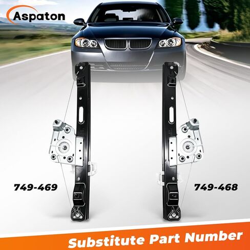 زوج منظم نوافذ الطاقة بدون محرك خلفي جانب الركاب متوافق مع 2006-2011 E90 E91 325i 328i 330i 335i خلفي يسار ويمين 749-469 51357140589 in Kuwait