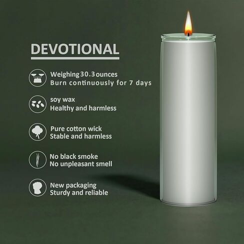 Bulk 12 Pack 7 Day Soy Wax Prayer Candles in Glass – Natural Clean Burning, Unscented Devotional Catholic Candle for Church, Vigil & Memorial (White) in Saudi Arabia