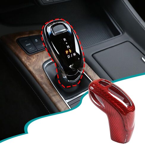 Carbon fibe Gear Shift Knob Head Cover Compatible with Cadillac CT5 CT6 XT4 XT5 XT6 2020-2026 Car Gear Head Cover Gear Handle Gear Lever Protective Shell (Red) in Kuwait