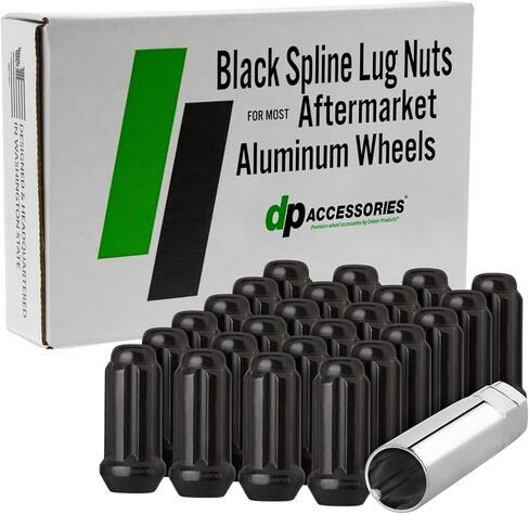 DPAccessories Lug Nuts Compatible with 2024-2026 Toyota Land Cruiser | Black Spline Style | for Aftermarket Aluminum Wheels Only | Set of 24 Wheel Nuts & 1 Tool | DTOJ2505A-BK/1 in Saudi Arabia