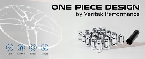 مجموعة من 20 صواميل محرك Veritek مقاس 12 × 1.5 مم من الكروم مع مفتاح بطول 1.40 بوصة، مقعد مخروطي لعجلات موالف مخصصة لما بعد البيع in Kuwait