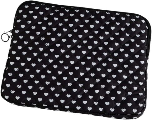 11-15 Inch Cute Laptop Sleeve Coquette Heart Laptop Case Preppy Y2K Puffy Quilted Laptop Cover Carrying Case Accessories (Black,13 Inch) in Saudi Arabia