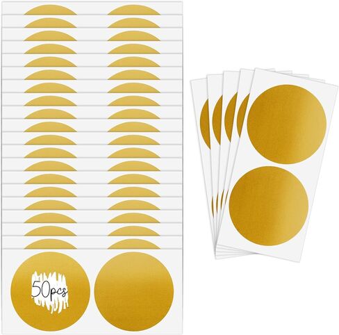 50 Pcs Scratch Off Stickers, 2" Round Gold Self-Adhesive Scratch Off Cards for Tickets DIY Raffle Card Games Creating for Bridal Shower Baby Shower in Kuwait