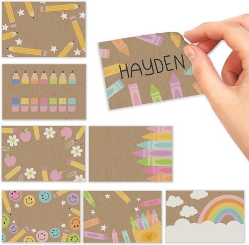 Self Adhesive Name Tags Sticker -56 Student Nametags Sticker, Cubby Name Tags for Classroom Decor, Classroom Labels for Bins, Reunion Baby Shower Birthday Party Supplies, Kraft Sticky Locker Tags in Kuwait