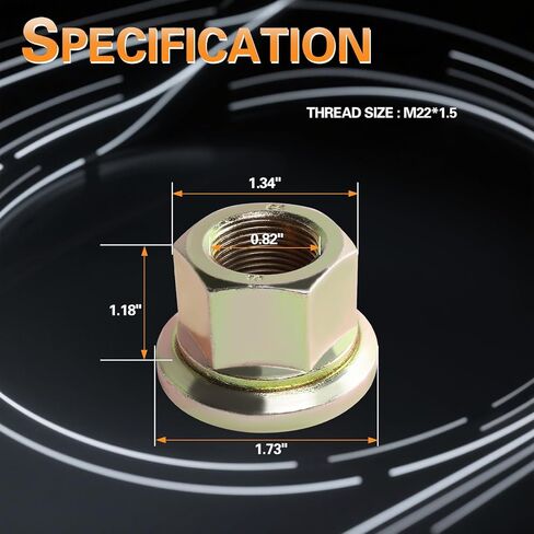 Heavy Duty Truck Wheel Nut Kit M22-1.50 Wheel Nut Metric-33mm Hex, 30.48 mm Length, Replace # E-6000A SKBAWA-B000 W498 39702 BWP-NSI M-3203 10 Pack in Saudi Arabia