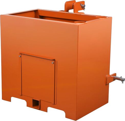 Heavy-Duty 3 Point Category 1 Tractor Ballast Box, 800 LBS Capacity Steel Weight Box with 2" Hitch Receiver, Tool Holders & Sliding Door, Orange in Saudi Arabia
