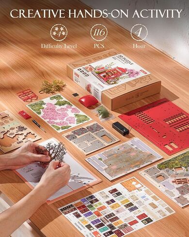 Rolife 3D Puzzles for Adults Blossom Book Booth, Toy Model Building Set for Adults for Table Toys & Home Decor, Creative Birthday Gift for Girls&Boys (116 PCS) in Kuwait