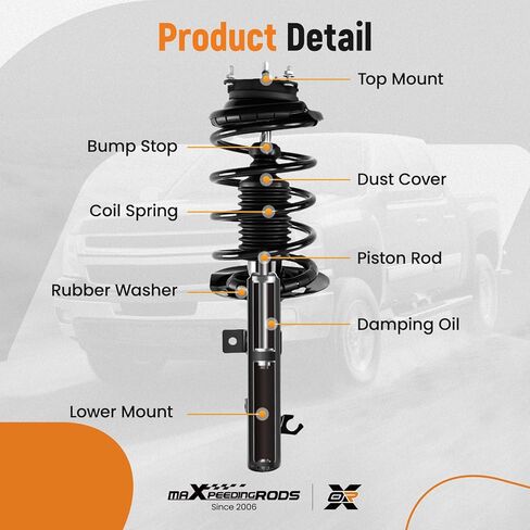 maXpeedingrods 2Pc Front Strut for 2006 2007 Ford Focus, 172257 172258 Complete Shock Absorber Strut with Coil Spring Assembly Sway Bars Links Shock Absorber Kit (4pcs Front Struts+Sway Bar Links) in Kuwait