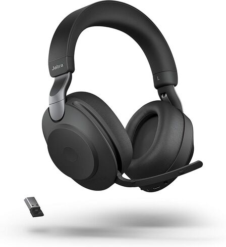 جابرا Evolve2 85 سماعة رأس لاسلكية USB ستيريو MS، بلوتوث دونجل، متوافقة مع Zoom، Webex، Skype، الهواتف الذكية، الأجهزة اللوحية، PC/MAC، 28599-999-999 (أسود)، تتضمن خطة دعم Global Teck Gold in Kuwait