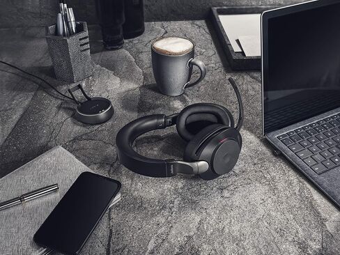 جابرا Evolve2 85 سماعة رأس لاسلكية USB ستيريو MS، بلوتوث دونجل، متوافقة مع Zoom، Webex، Skype، الهواتف الذكية، الأجهزة اللوحية، PC/MAC، 28599-999-999 (أسود)، تتضمن خطة دعم Global Teck Gold in Kuwait