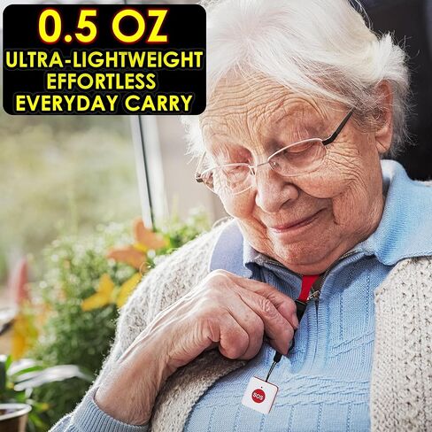 Rechargeable Caregiver Pager Waterproof Elderly SOS Call Panic Button (Ultra-lightweight 0.5 oz) Portable Cordless Seniors Emergency Bed Alarm. Ultra-long Standby Time Nurse Alert. 1/2 Mile Long Range in Saudi Arabia
