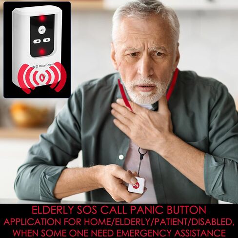 Rechargeable Caregiver Pager Waterproof Elderly SOS Call Panic Button (Ultra-lightweight 0.5 oz) Portable Cordless Seniors Emergency Bed Alarm. Ultra-long Standby Time Nurse Alert. 1/2 Mile Long Range in Saudi Arabia