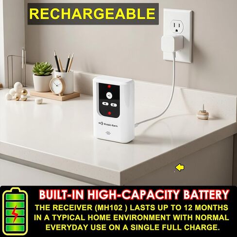 Rechargeable Caregiver Pager Waterproof Elderly SOS Call Panic Button (Ultra-lightweight 0.5 oz) Portable Cordless Seniors Emergency Bed Alarm. Ultra-long Standby Time Nurse Alert. 1/2 Mile Long Range in Saudi Arabia
