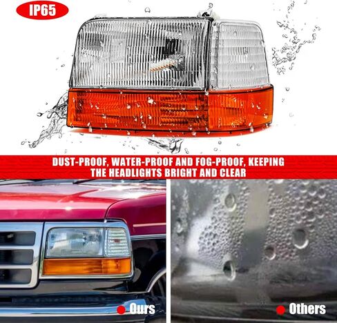 مجموعة المصابيح الأمامية لـ 1992-1996 Ford Bronco 1992-1997 F Super Duty 1992-1997 F150 1992-1998 F250 F350 الجيل التاسع من الكروم الإسكان استبدال عاكس العنبر بدون مصابيح in Kuwait