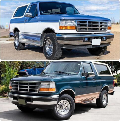 مجموعة المصابيح الأمامية لـ 1992-1996 Ford Bronco 1992-1997 F Super Duty 1992-1997 F150 1992-1998 F250 F350 الجيل التاسع من الكروم الإسكان استبدال عاكس العنبر بدون مصابيح in Kuwait