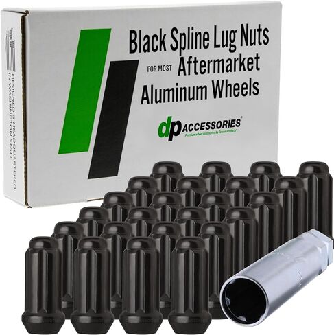 صواميل العروة M14x2.00 باللون الأسود لعجلات ما بعد البيع من DPAccessories - موالف مزدوج XL مغلق النهاية - طول 51 مم (2 بوصة) - مجموعة من 24 - D5149P-2305/24 in Saudi Arabia