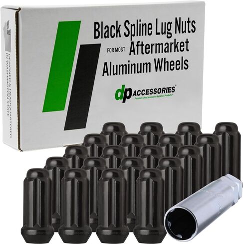 صواميل العروة M14x2.00 باللون الأسود لعجلات ما بعد البيع من DPAccessories - موالف مزدوج XL مغلق النهاية - طول 51 مم (2 بوصة) - مجموعة من 24 - D5149P-2305/24 in Saudi Arabia