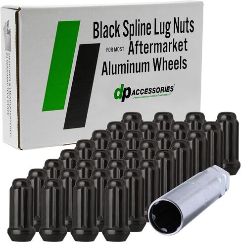صواميل العروة M14x2.00 باللون الأسود لعجلات ما بعد البيع من DPAccessories - موالف مزدوج XL مغلق النهاية - طول 51 مم (2 بوصة) - مجموعة من 24 - D5149P-2305/24 in Saudi Arabia