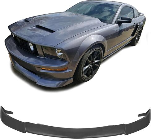 Compatible with/Replacement for Front Bumper Lip, CV2 Style PU Front Lip Spoiler Black, Fits 2005 2006 2007 2008 2009 Ford Mustang GT V8 2-Door Coupe in Saudi Arabia