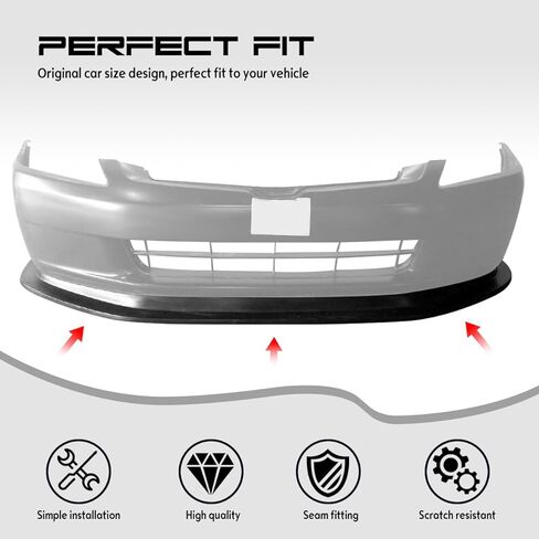 Front Bumper Lip, Compatible with 2003-2005 Honda Accord Sedan, MDA Style PU Front Lip Chin Spoiler Splitter, Unpainted Black, 1PC in Kuwait