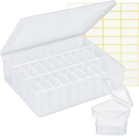 Small Bead Organizer Box, 30Pcs Clear Plastic Case Mini Dimond Bead Storage Containers with Hinged Lids and Rectangle for Bracelet Making DIY Jewelry Craft Nail Small Parts in Saudi Arabia