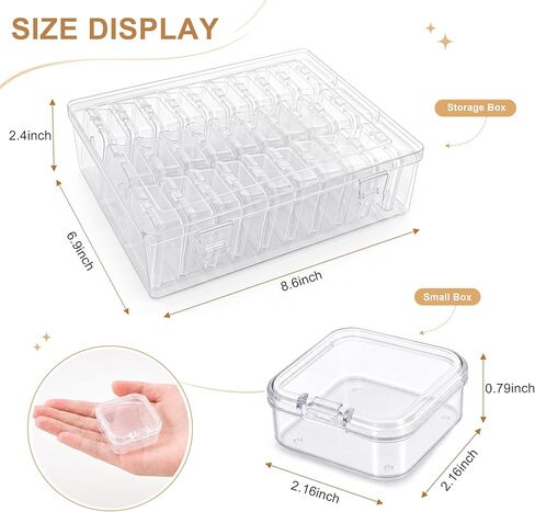 Small Bead Organizer Box, 30Pcs Clear Plastic Case Mini Dimond Bead Storage Containers with Hinged Lids and Rectangle for Bracelet Making DIY Jewelry Craft Nail Small Parts in Saudi Arabia