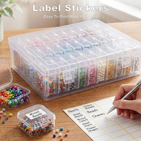 Small Bead Organizer Box, 30Pcs Clear Plastic Case Mini Dimond Bead Storage Containers with Hinged Lids and Rectangle for Bracelet Making DIY Jewelry Craft Nail Small Parts in Saudi Arabia