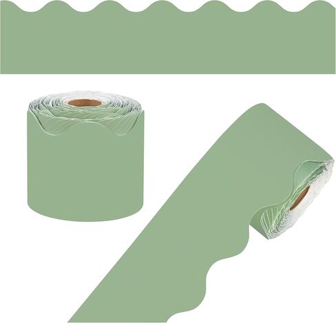 82 Ft Sage Green Bulletin Board Border Green Scalloped Border Trim Rolled Classroom Bulletin Board Decoration for School Home Classroom Chalkboard Office Wall Window Decor in Kuwait