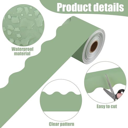 82 Ft Sage Green Bulletin Board Border Green Scalloped Border Trim Rolled Classroom Bulletin Board Decoration for School Home Classroom Chalkboard Office Wall Window Decor in Kuwait