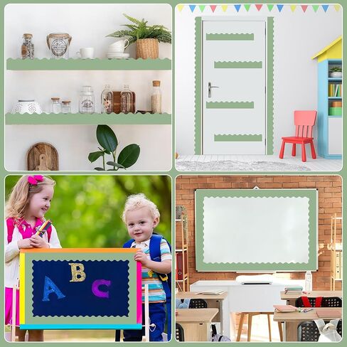 82 Ft Sage Green Bulletin Board Border Green Scalloped Border Trim Rolled Classroom Bulletin Board Decoration for School Home Classroom Chalkboard Office Wall Window Decor in Kuwait